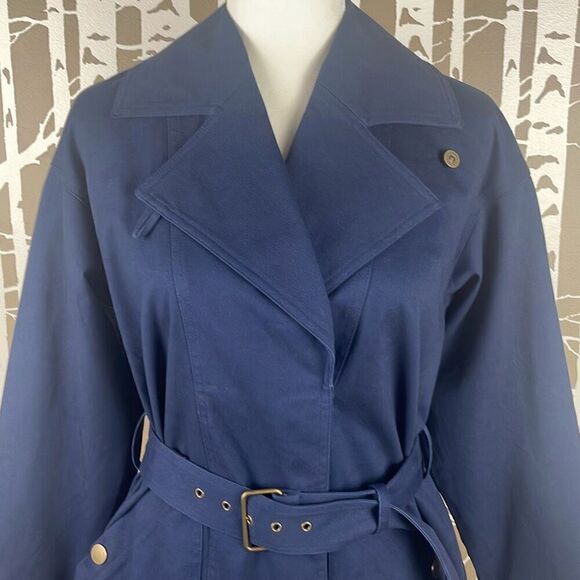 Navy Blue Riviera Short Trench Coat NEW XS - Picture 6 of 11